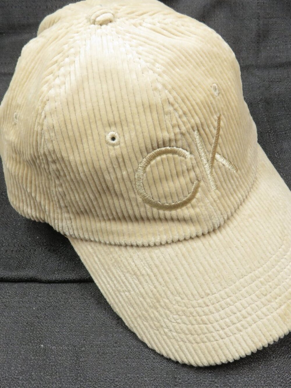 Calvin Klein CK Hat Strapback Tan Corduroy Embroidered Adult Baseball Cap